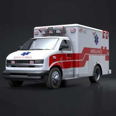 Ambulance Box Truck Rigged C4D Low-poly 3D model